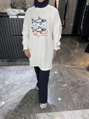 BALIK DESEN SWEATSHİRT