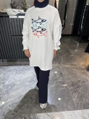 BALIK DESEN SWEATSHİRT