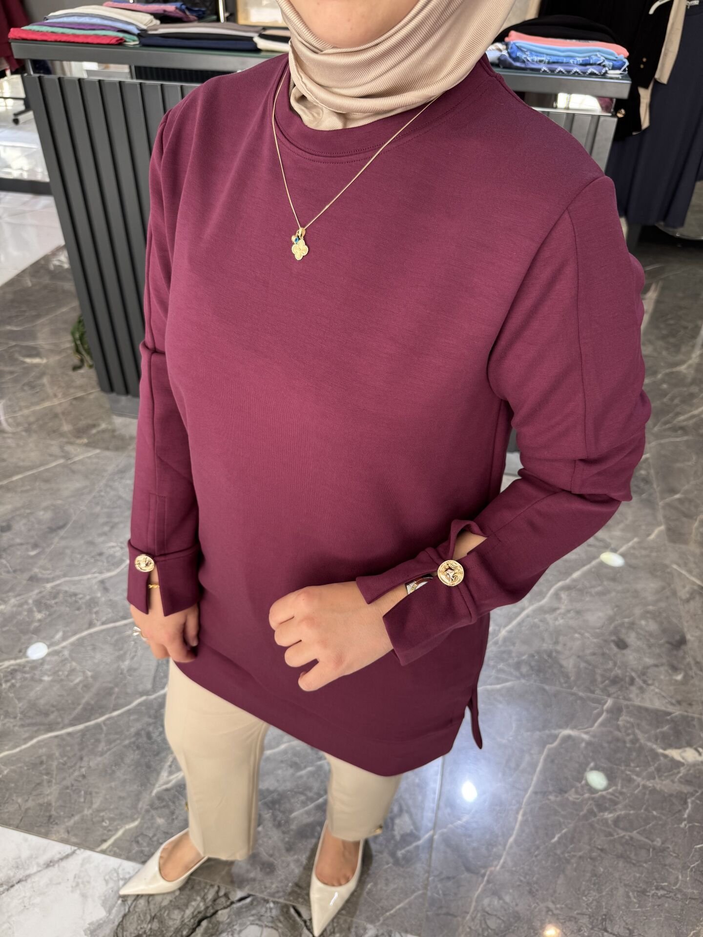 GOLD DÜĞME DETAY SWEAT