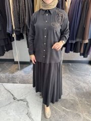 Pamuk İpek İşlemeli Etekli Takım