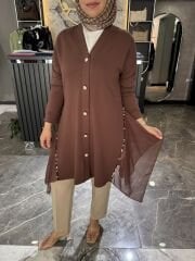 ŞİFON DETAYLI LEOPAR BRİTLİ OYSHO PENYE HIRKA