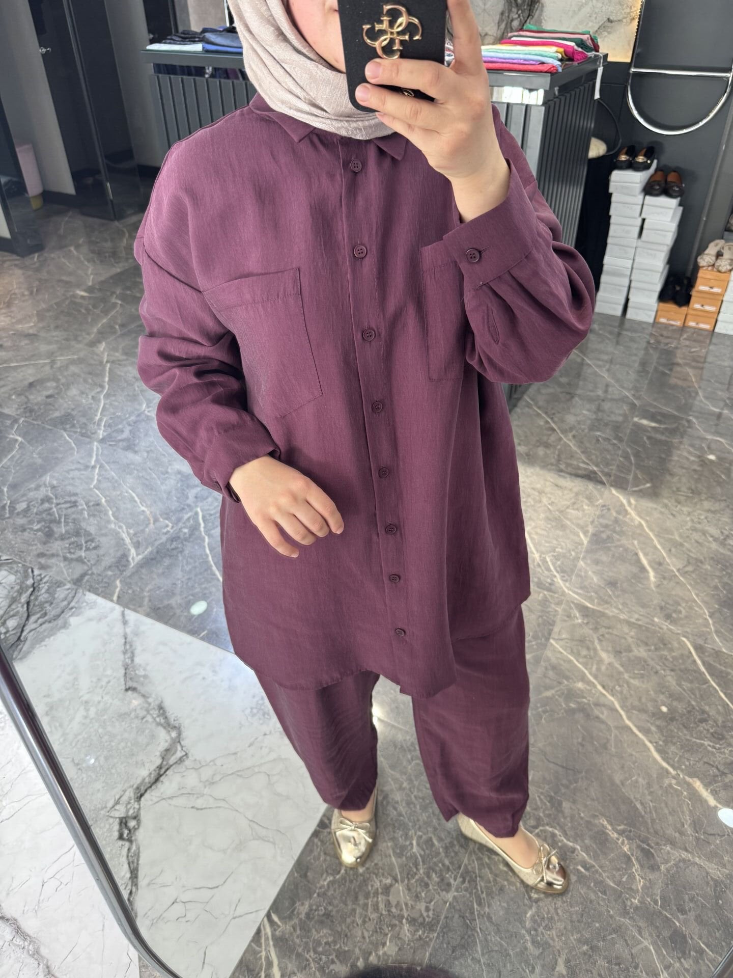Doğal kumaş Pantolonlu Takım