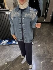 TAŞ İŞLEMELİ KOT CEKET