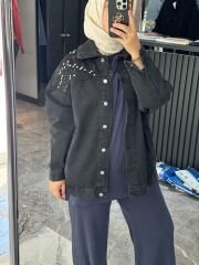 TAŞ İŞLEMELİ KOT CEKET