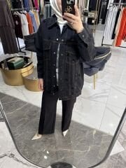 ÇİÇEK DESEN KOT CEKET