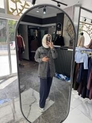 ANTRASİT İŞLEMELİ KOT CEKET