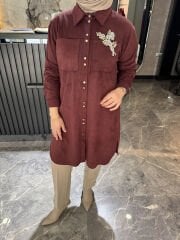 Otto İşlemeli Süet Tunik