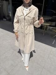 DANTEL DETAYLI İNCE TRENÇ