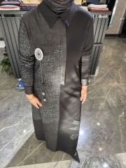 Mihriban Çağlı Ekoseli Çelik Elbise