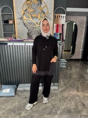 İpek Kupra Detaylı Rahat Pantolonlu Takım
