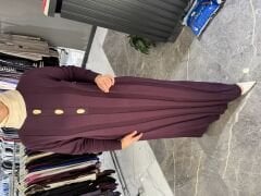 Gold düğme detay Merserize Elbise