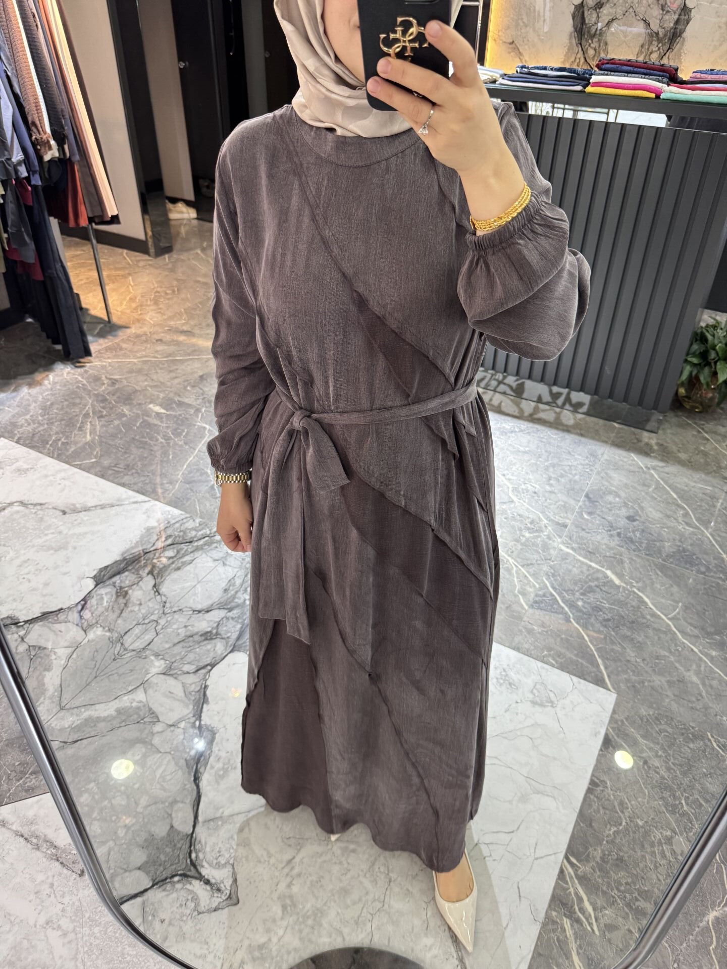 İpek Kupra Katlı Elbise