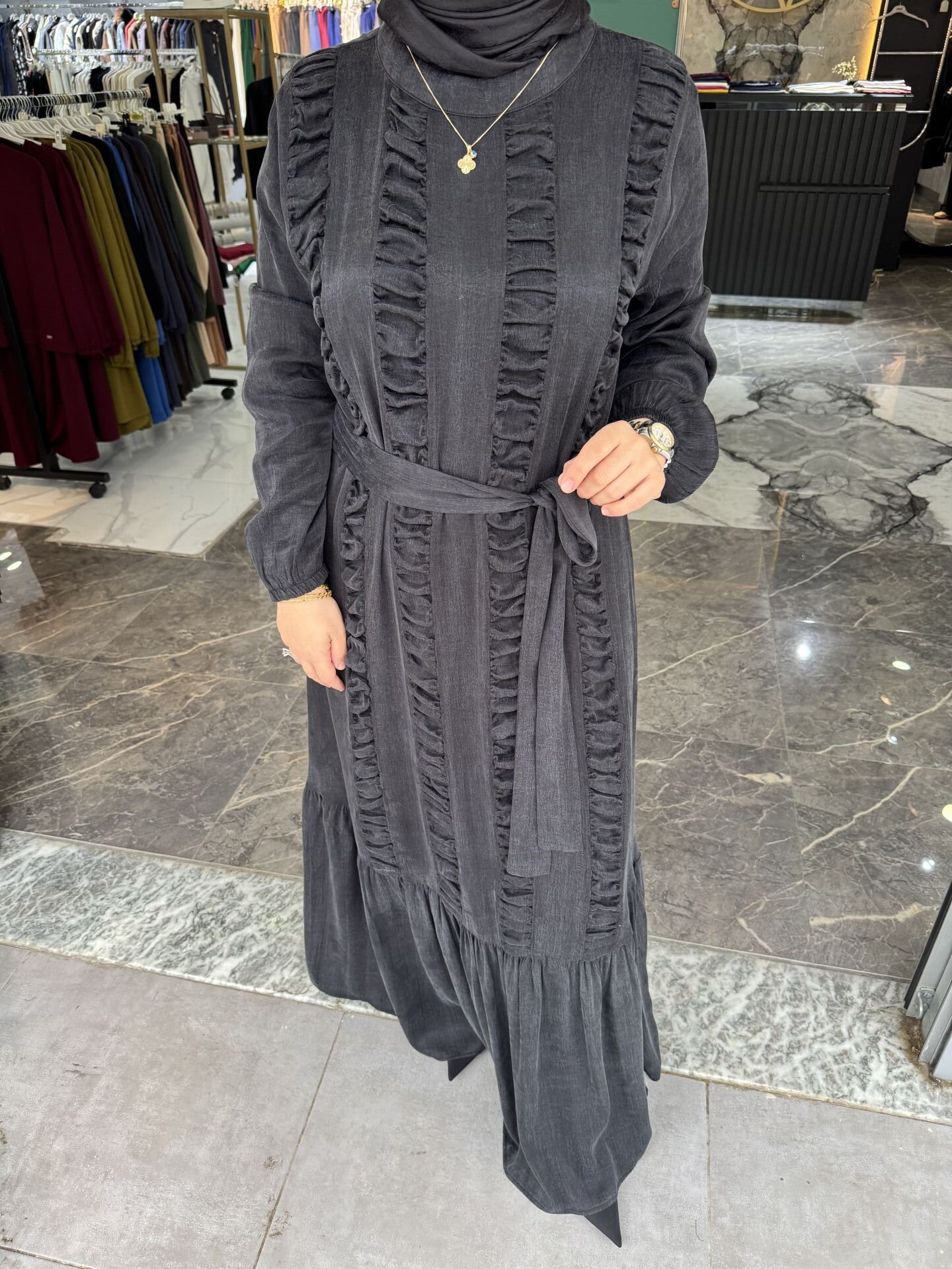 İpek Kupra Büzgü Model Elbise