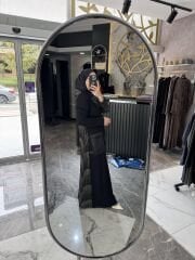 MİHRİBAN ÇAĞLI ÇİZGİ DETAYLI ÇELİK ÖRME ELBİSE