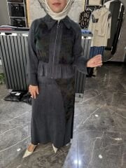 İPEK KUPRA DESENLİ ETEKLİ TAKIM