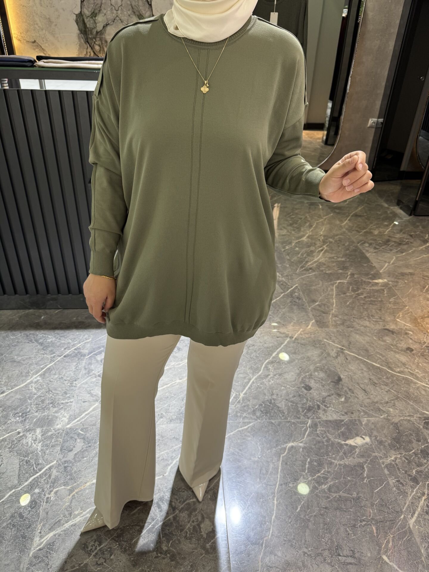 OMUZU ZIMBALI İNCE MERSERİZE TUNİK