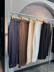 Krep Çift Düğmeli Pantolon