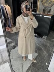 İNCE ASTARLI ÇİFT DÜĞMELİ TRENÇ