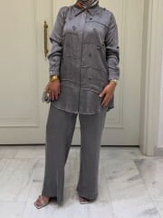 3 BOYUTLU ÇİÇEK DETAY İPEK KUPRA TAKIM