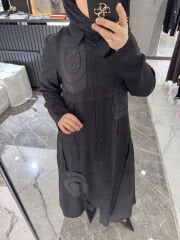 Pamuk İpek Lyocel Ferace Çiçek Detaylı