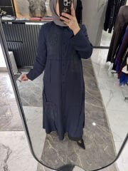 Pamuk İpek Lyocel Ferace Çiçek Detaylı