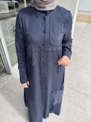 Pamuk İpek Lyocel Ferace Çiçek Detaylı