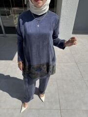 İPEK KUPRA DESENLİ PANTOLONLU TAKIM