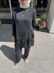 İPEK KUPRA DESENLİ PANTOLONLU TAKIM