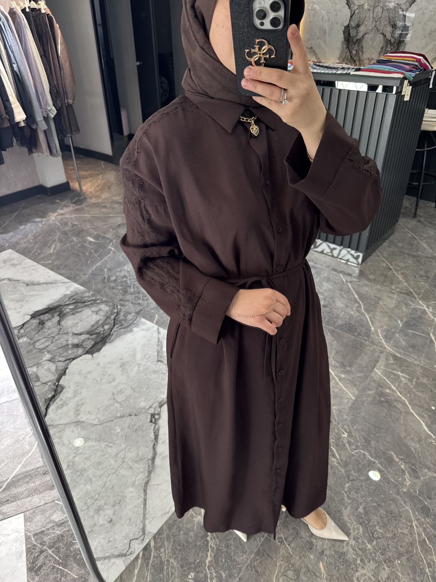 Dantel Detay Gömlek Elbise