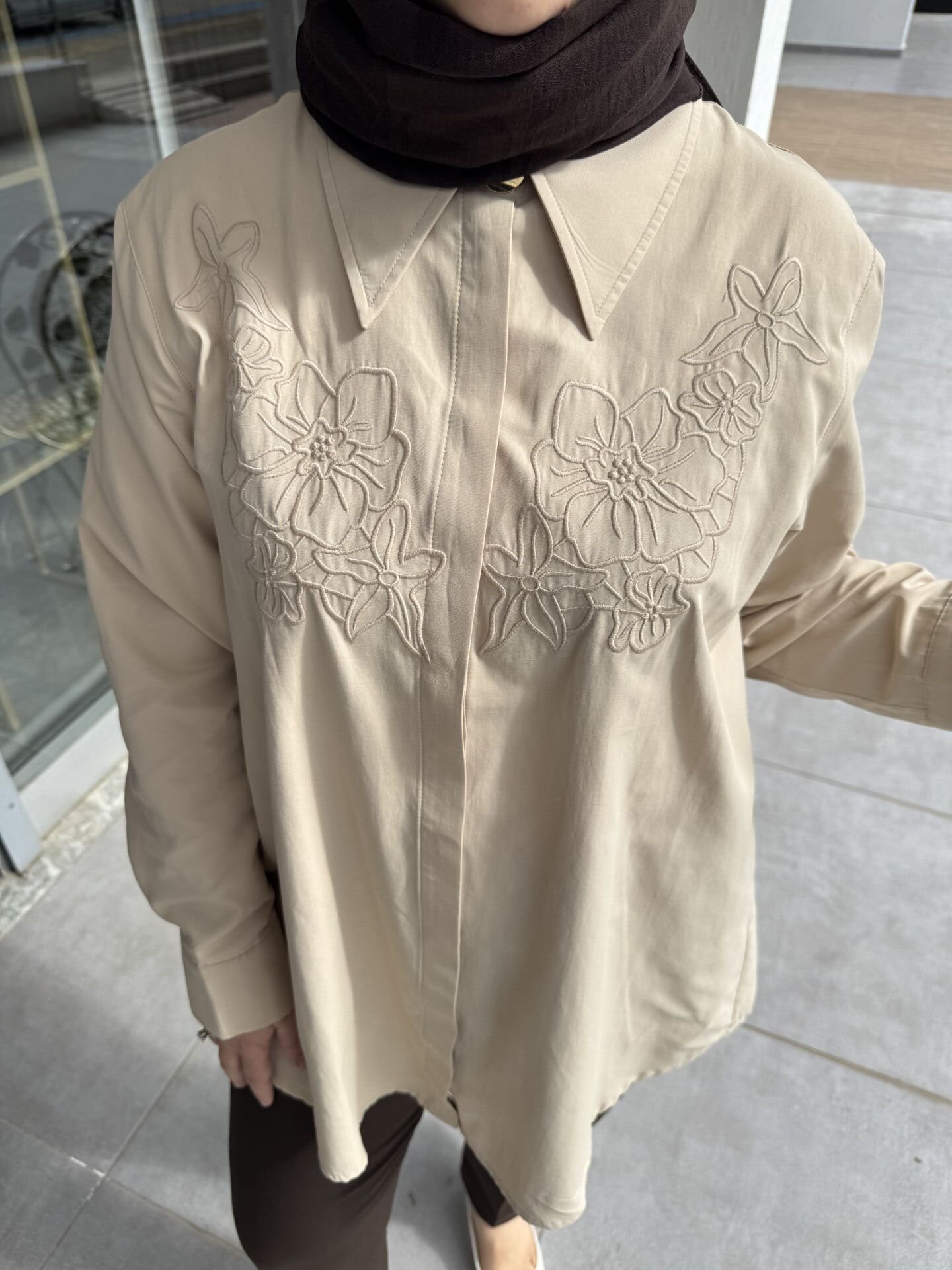 Pamuk Klas İşlemeli Gömlek