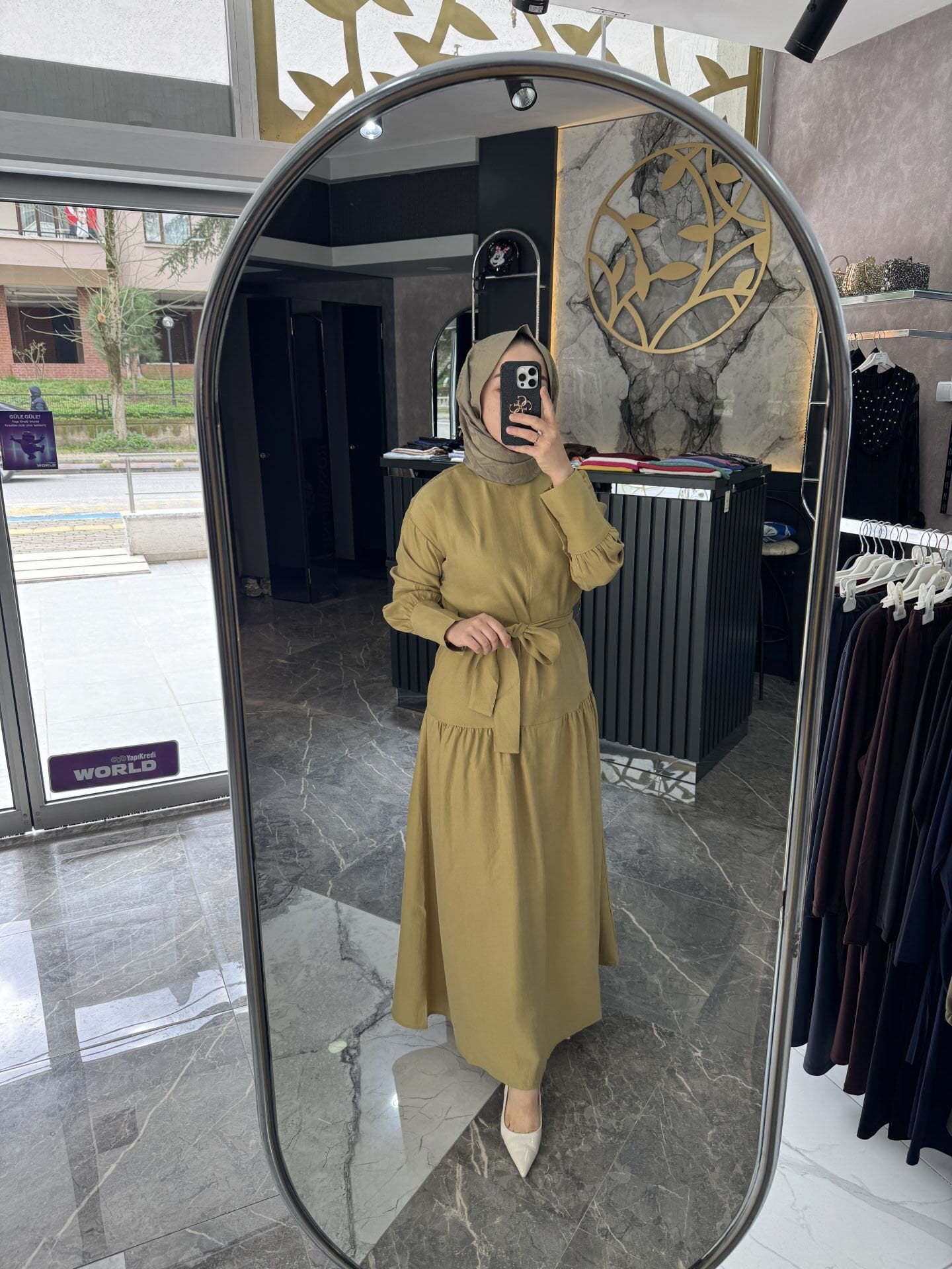 Doğal kumaş Kuşaklı Elbise