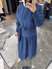 Doğal kumaş Kuşaklı Elbise