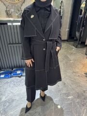 MİHRİBAN ÇAĞLI ÇİZGİ DİKİŞLİ TRENÇ