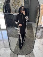 Leopar desen keten İpek Takım