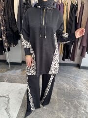 Leopar desen keten İpek Takım