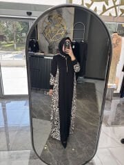 İpek Keten Leopar detay Elbise