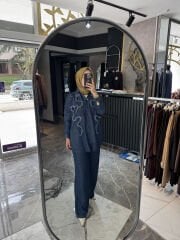 Nakış işlemeli Tensel Kot Gömlek