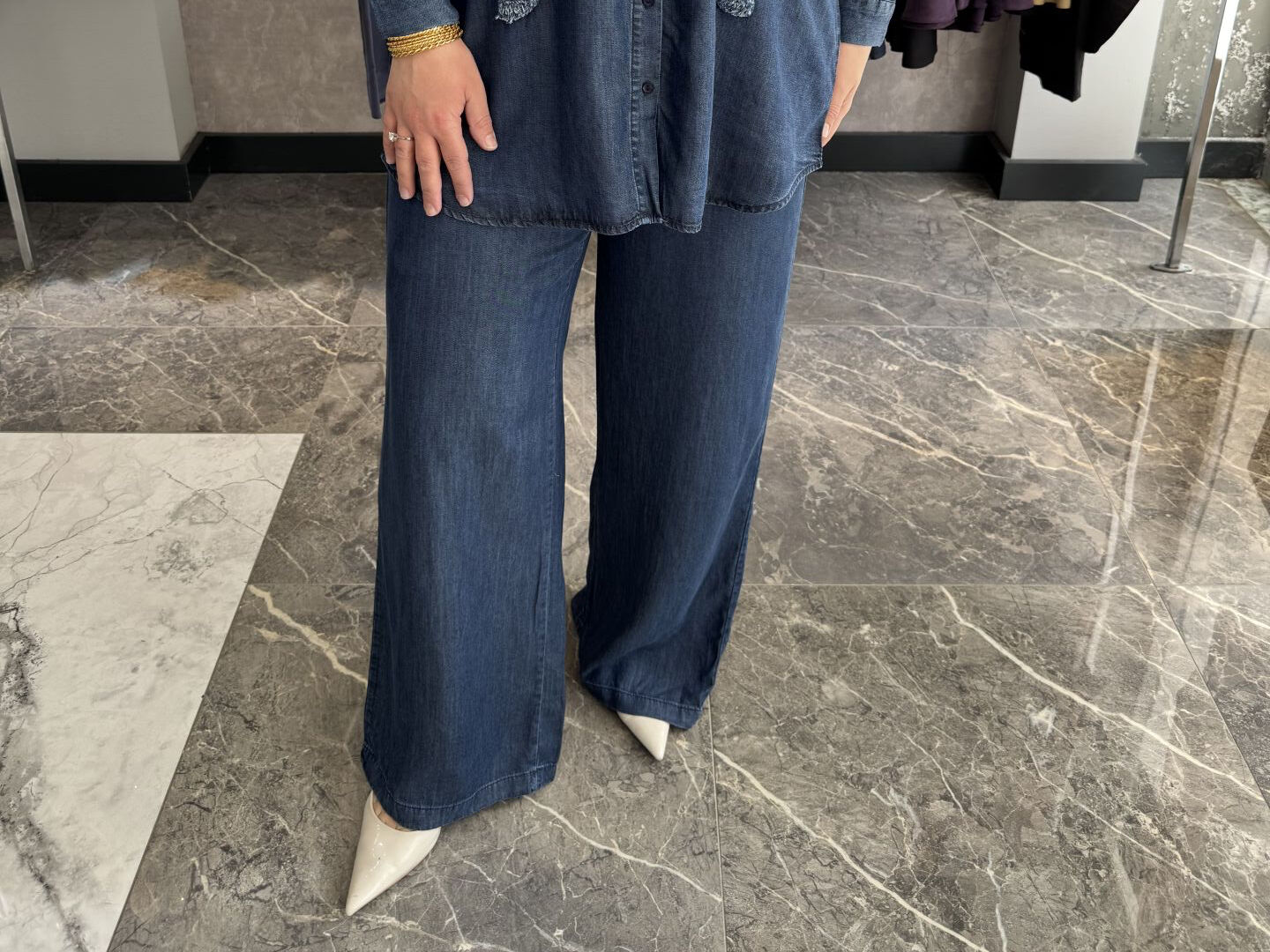 İnce tensel bol paça kot pantolon